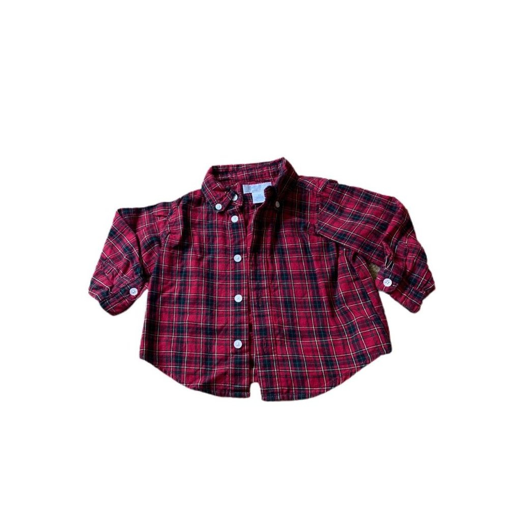 Boys Red Plaid Button Down Shirt 6M